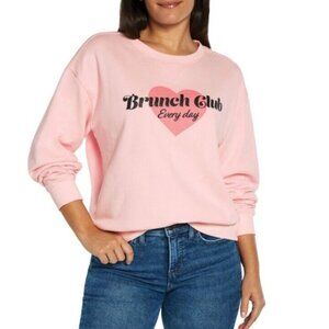 Wildfox Brunch Club Everyday Pink Sweatshirt Size Small Oversized NWT